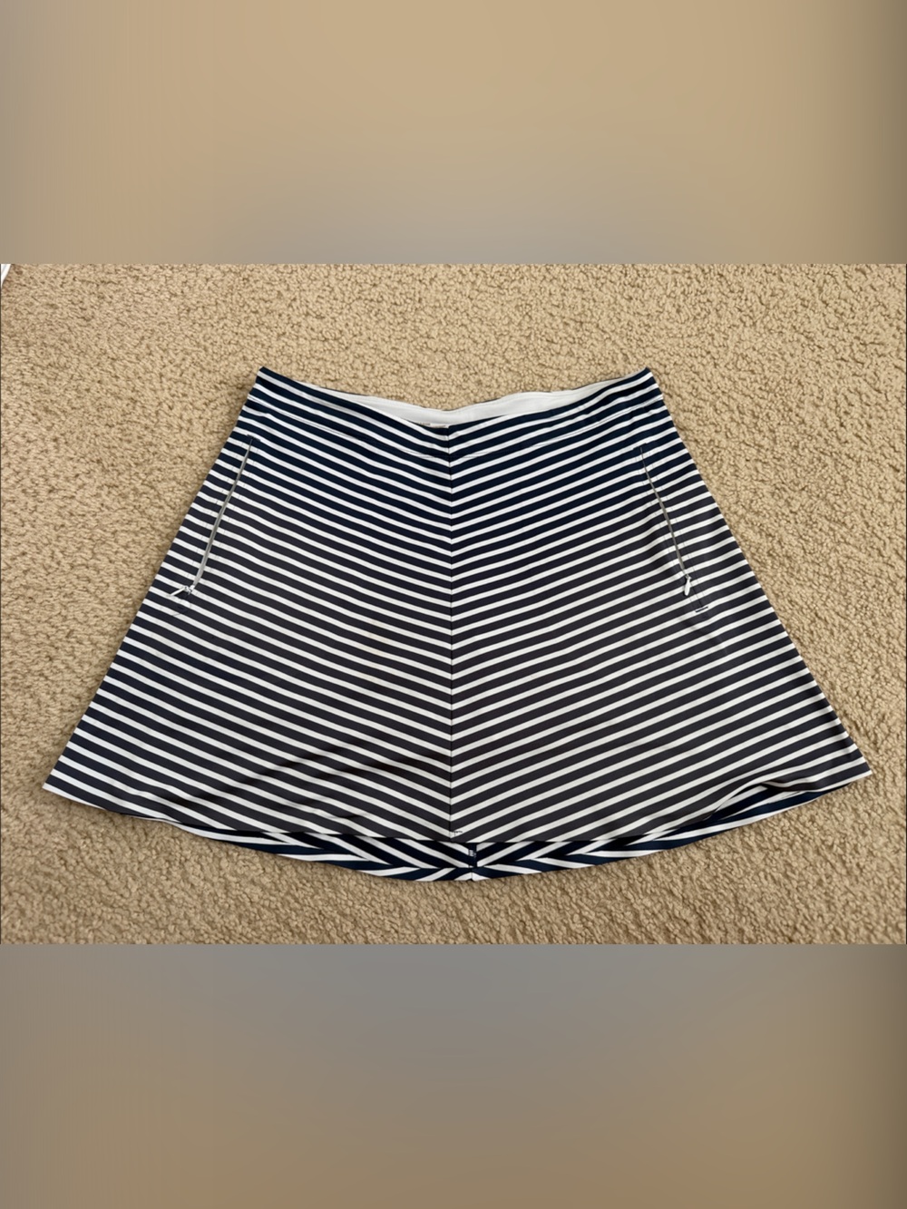 Nike Navy and White Striped A-Line Skirt